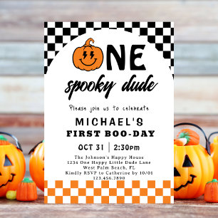 Invitación Naranja Uno Tipo Espeluznante Cumpleaños de Hallow