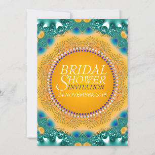 Invitación Naranja Verde azulada Satin Sparkle Bridal Shower 