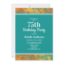 Naranja verde azulado Floral 75ª fiesta de cumplea