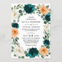 Naranja Verde azulado Turquesa Azul Elegante Boda