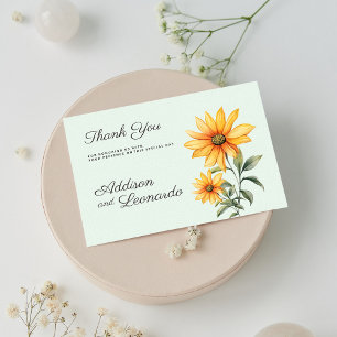 Invitación Naranja verde mezquino girasol amarillo Gracias