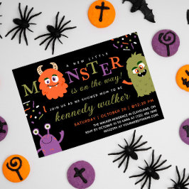Invitación Naranja Verde Pequeño monstruo Halloween Baby Show
