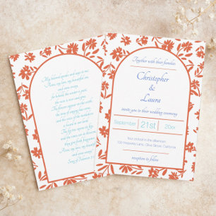 Invitación Naranja Verona Sunset Flowers Boda
