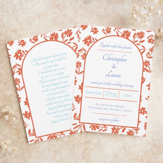 Invitación Naranja Verona Sunset Flowers Boda (Subido por el creador)