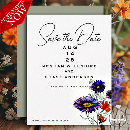 Invitación Naranja vibrante acuarela y flores silvestres mora