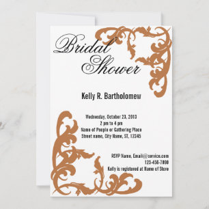 Invitación Naranja Victoriano Florece Filigree Bridal Shower