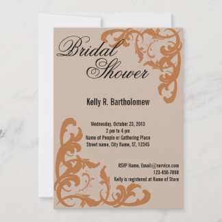 Invitación Naranja Victoriano Florece Filigree Bridal Shower