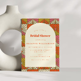 Invitación Naranja Vintage Groovy 70 Floral Bridal Shower