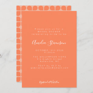 Invitación Naranja Vintage Moda simple ducha de novia geométr