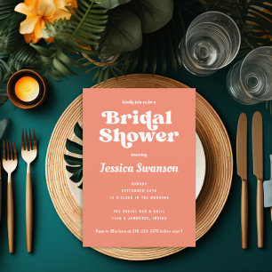 Invitación Naranja Vintage Peach Terracotta Retro