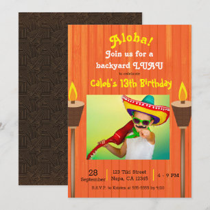 Invitación Naranja Vintage Retro Fiesta de Verano Luau Cumple