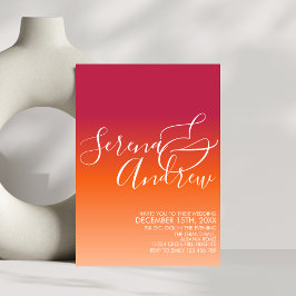Invitación Naranja Viva Magenta Moderno de gradiente del ciel