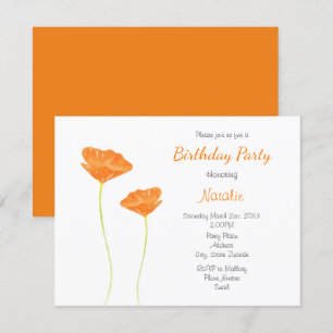Invitación Naranja Watercolor California Poppies