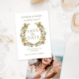 Invitación Naranja Whimsical Flower Boho Save the Date photo