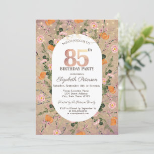 Invitación Naranja Wildflower String Lights 85 cumpleaños