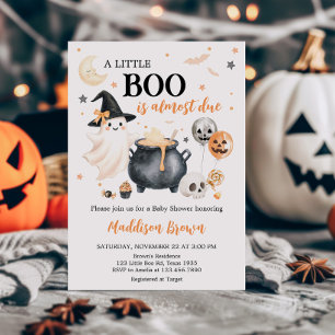 Invitación Naranja Witch Ghost Little Boo Baby Shower