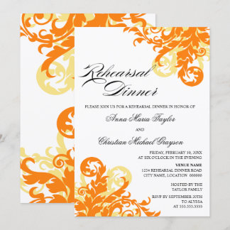 Invitación Naranja y amarillo florecen ensayos de otoño