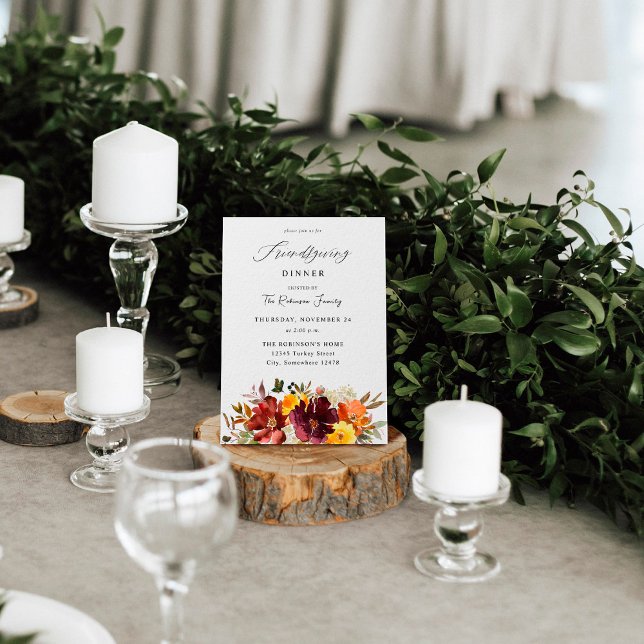 Invitación Naranja y Amarillo Oro Caída Amistad Floral (Subido por el creador)