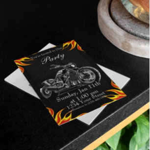 Invitación Naranja y blanco rojo con nosotros: ¡Fiesta de bic