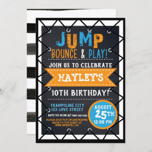 Invitación Naranja y BlueJump & Play Trampoline Park Bonza