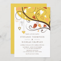 Naranja y Boda de pájaros amarillos singulares