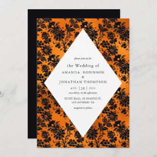 Invitación Naranja y Boda del Relieve metalizado Black Glam F