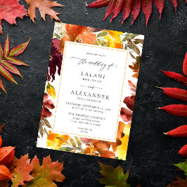 Invitación Naranja y Boda floral de otoño amarillo -3 blanco