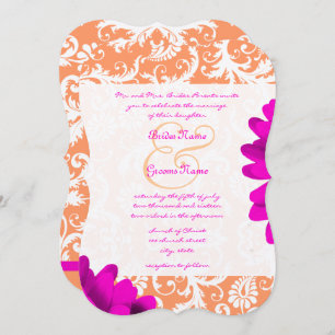 Invitación Naranja y Boda Fuchsia Pink Gerber Daisy