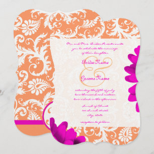 Invitación Naranja y Boda Fuchsia Pink Gerber Daisy