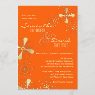 Invitación Naranja y Boda inspirado en la India del oro
