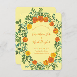 Invitación Naranja y Boda Rosa amarillo claro Guardar fecha