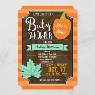 Invitación Naranja y Brown Fall o Halloween Baby Shower