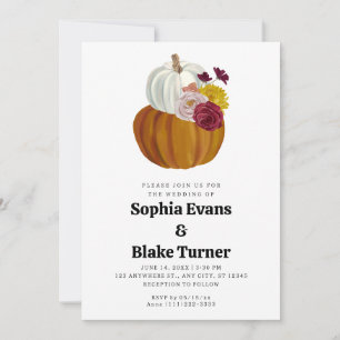 Invitación Naranja y Calabaza blanca de otoño Boda blanco