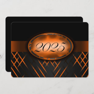 Invitación Naranja y clase negra de Fiesta 2025