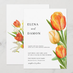 Invitación Naranja y Cream Tulip Boda