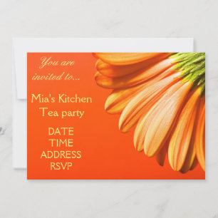 Invitación Naranja y ducha de flores Gerbera amarilla
