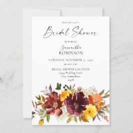 Invitación Naranja y ducha de novia floral de oro amarillo