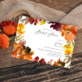 Invitación Naranja y ducha de novia floral de oro amarillo 2