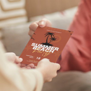 Invitación Naranja y Fiesta de Playa de Verano de Ilustracion
