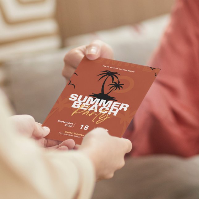 Invitación Naranja y Fiesta de Playa de Verano de Ilustracion (Subido por el creador)