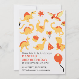 Invitación Naranja y Ilustracion amarillo niños Fiesta de cum