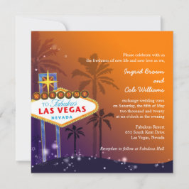 Invitación Naranja y morado Crepúsculo Boda Las Vegas