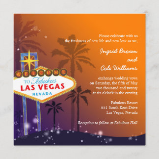 Invitación Naranja y morado Crepúsculo Boda Las Vegas