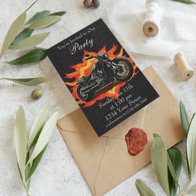 Invitación Naranja y rojo experimenta el Fiesta de bicicletas (Subido por el creador)