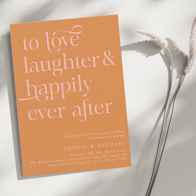 Invitación Naranja Y Rosa Feliz Desde El Boda Casual (Subido por el creador)