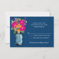 Naranja y Rosa Gerber Daisies Mason Jar RSVP Invi