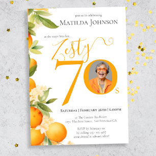 Invitación Naranja Zesty Foto 70 cumpleaños