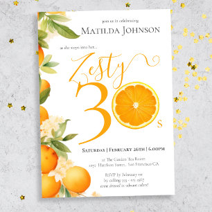 Invitación Naranja Zesty Fun 30 aniversario Fiesta