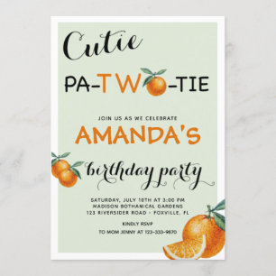 Invitación Naranjas 2º cumpleaños cutie pata-dos tie