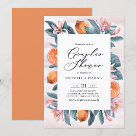 Invitación Naranjas botánicos y ducha de parejas de flores ro